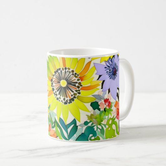 Blume in Rosa und Gelb Kaffeetasse (VorderseiteRechts)