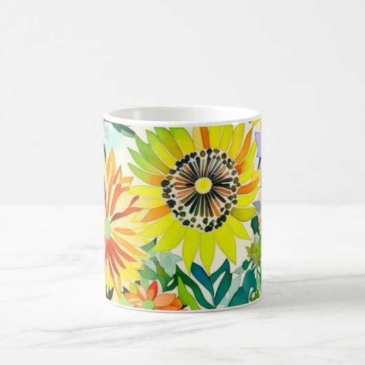 Blume in Rosa und Gelb Kaffeetasse (Mittel)