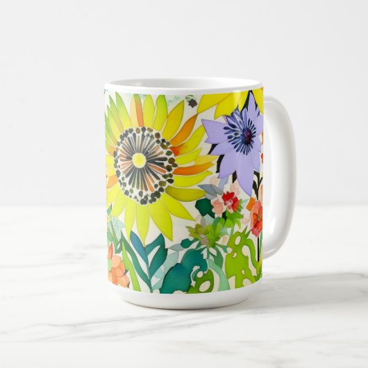 Blume in Rosa und Gelb Kaffeetasse (VorderseiteRechts)