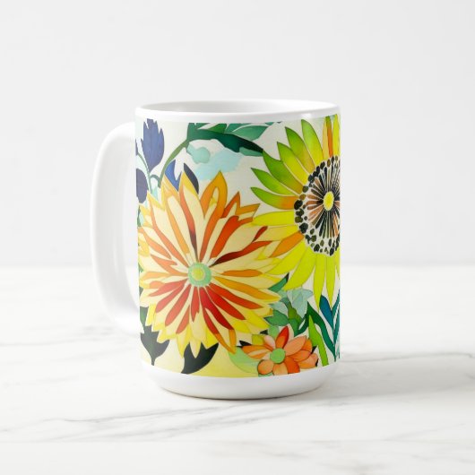 Blume in Rosa und Gelb Kaffeetasse (Vorderseite Links)