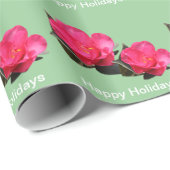 Blume in Rosa und Grün Geschenkpapier (Rolleneckpunkt)