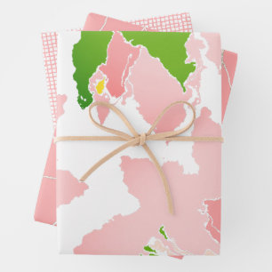 Blume in Rosa und Grüne AKA-Studentinnenverbindung Geschenkpapier Set