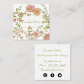 Blume in Rosa und Grüne Visitenkarte (Vorne/Hinten)