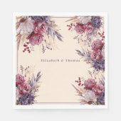 Blume in Rosa und Mauve Serviette (Vorderseite)