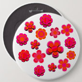 Blume in Rosa und Orange Button (Vorne & Hinten)
