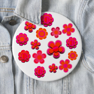 Blume in Rosa und Orange Button
