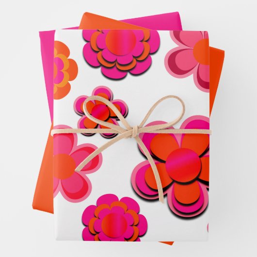 Blume in Rosa und Orange Geschenkpapier Set (Beispiel)