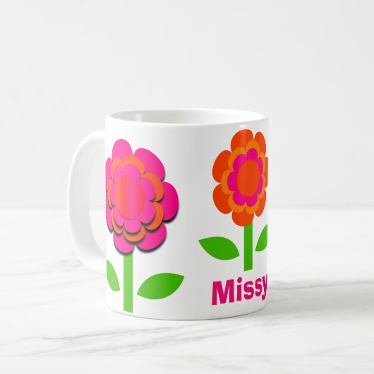 Blume in Rosa und Orange Kaffeetasse (Vorderseite Links)