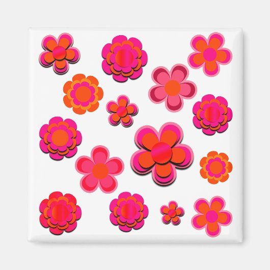 Blume in Rosa und Orange Magnet (Vorne)