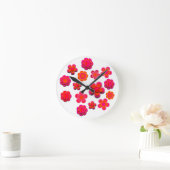 Blume in Rosa und Orange  Runde Wanduhr (Zuhause)