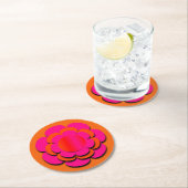 Blume in Rosa und Orange Runder Pappuntersetzer (Vor Ort)