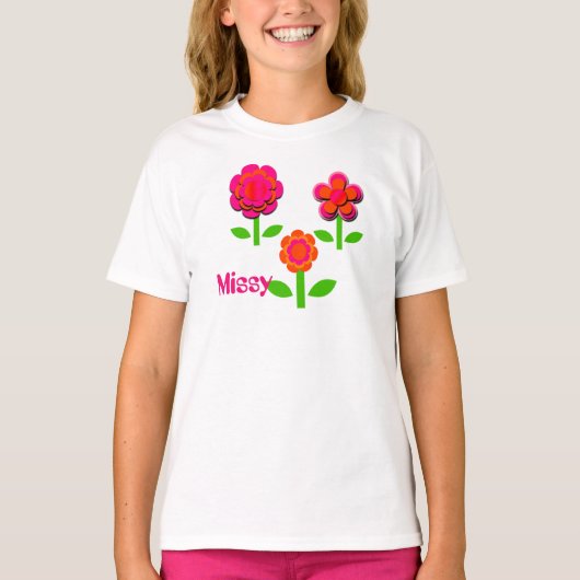 Blume in Rosa und Orange T-Shirt (Vorderseite)