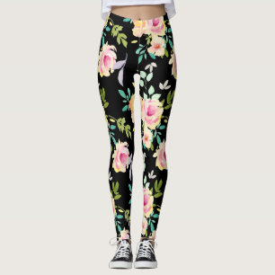 Blume in Rosa und Pfirsichfarben Leggings