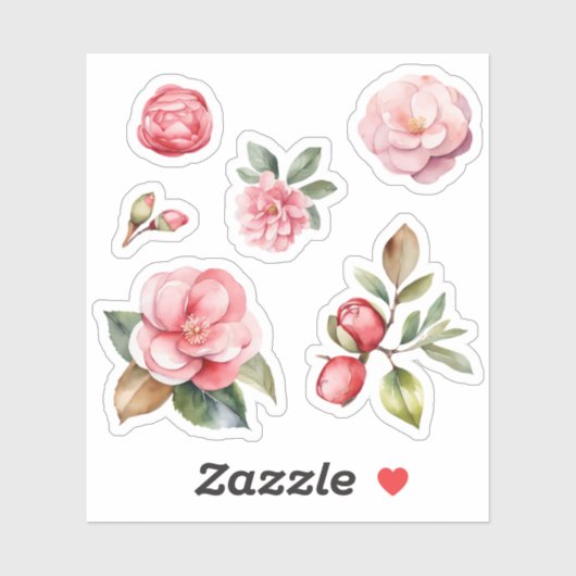 Blume in Rosa und Rot-Camelia Aufkleber (Blatt)