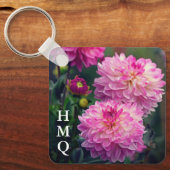 Blume in Rosa und Weiß Dahlia Schlüsselanhänger (Vorderseite)