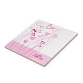 Blume in Rosa und Weiß Herzform mit Garten Fliese (Seite)