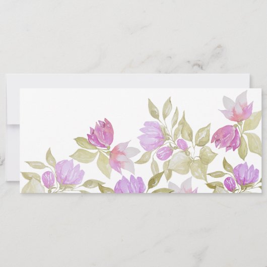 Blume in Rosa Violett Wasserfarben Handgemalt (Rückseite)