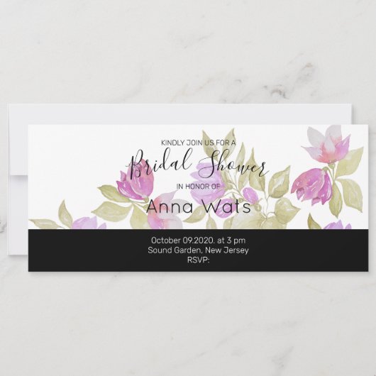 Blume in Rosa Violett Wasserfarben Handgemalt (Vorderseite)