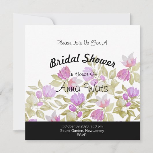 Blume in Rosa Violett Wasserfarben Handgemalt (Vorderseite)