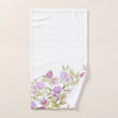 Blume in Rosa Violett Wasserfarben Handgemalt Badhandtuch Set (Handtuch)