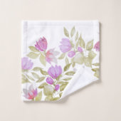 Blume in Rosa Violett Wasserfarben Handgemalt Badhandtuch Set (Waschlappen)
