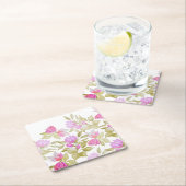 Blume in Rosa Violett Wasserfarben Handgemalt Rechteckiger Pappuntersetzer (Vor Ort)