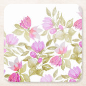 Blume in Rosa Violett Wasserfarben Handgemalt Rechteckiger Pappuntersetzer (Vorderseite)