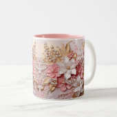 Blume in Rosa, Weiß und Gold in 3-D und Berries-Ta Zweifarbige Tasse (VorderseiteRechts)