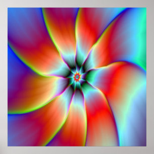 Blume in Rot-Orange und Gelb Poster