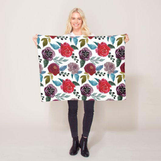 Blume in Rot und Bordeaux Fleecedecke (Beispiel)