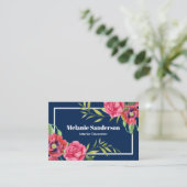 Blume in Rot und Rosa auf Dunkelblau Visitenkarte (Stehend Vorderseite)