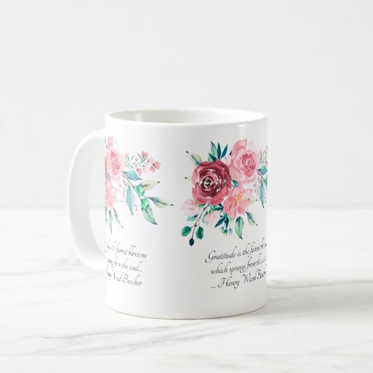 Blume in Rot und Rosa Kaffeetasse (Vorderseite Links)