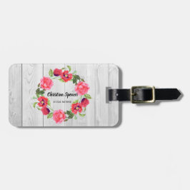 Blume in Rot und Rosa Kräne Gepäckanhänger