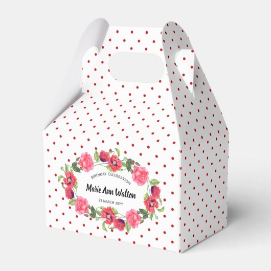 Blume in Rot und Rosa Kräne Geschenkschachtel (Vorderseite)