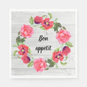 Blume in Rot und Rosa Kräne Serviette (Vorderseite)