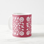 Blume in Rot und Weiß Kaffeetasse (Vorderseite Links)