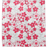 Blume in Rot und Weißpapier Duschvorhang (Vorderseite)