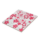 Blume in Rot und Weißpapier Fliese (Seite)