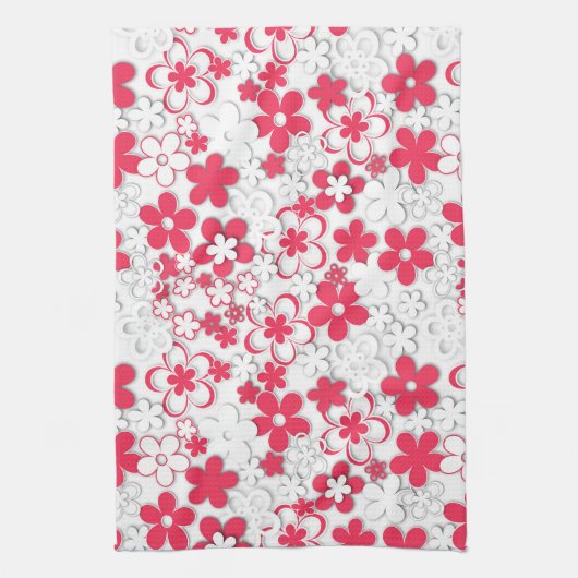 Blume in Rot und Weißpapier Geschirrtuch (Vertikal)