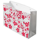 Blume in Rot und Weißpapier Große Geschenktüte (Rückseite Schrägansicht)