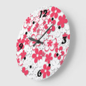 Blume in Rot und Weißpapier Große Wanduhr (Winkel)