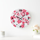 Blume in Rot und Weißpapier Große Wanduhr (Zuhause)