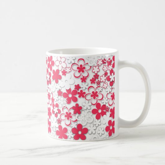 Blume in Rot und Weißpapier Kaffeetasse (Rechts)