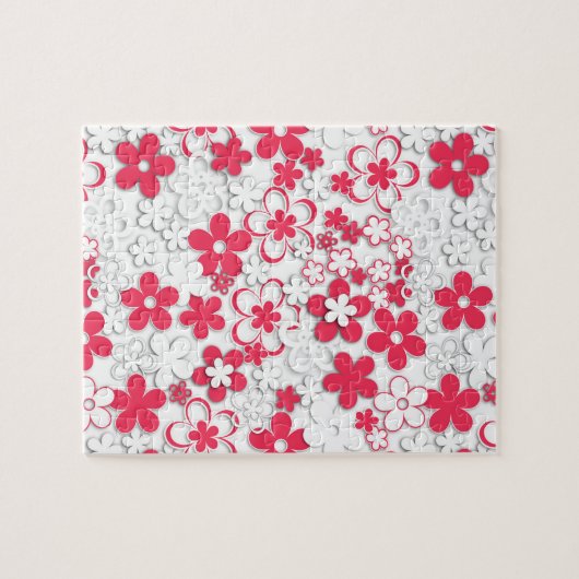Blume in Rot und Weißpapier Puzzle (Horizontal)