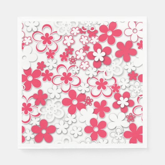 Blume in Rot und Weißpapier Serviette (Vorderseite)