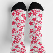 Blume in Rot und Weißpapier Socken (Oben)