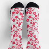 Blume in Rot und Weißpapier Socken (Oben)