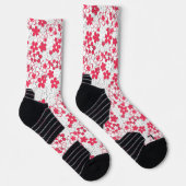 Blume in Rot und Weißpapier Socken (Rechts)