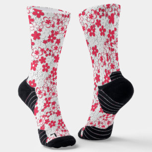 Blume in Rot und Weißpapier Socken