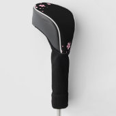 Blume in Schwarz und Rosa Golf Headcover (angewinkelt)
